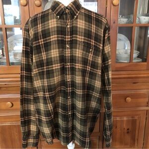 EUC Arrow Men's Green & Brown Plaid Flannel Shirt